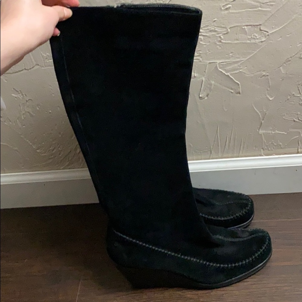 Black velvet boots